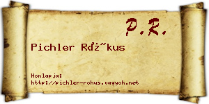 Pichler Rókus névjegykártya